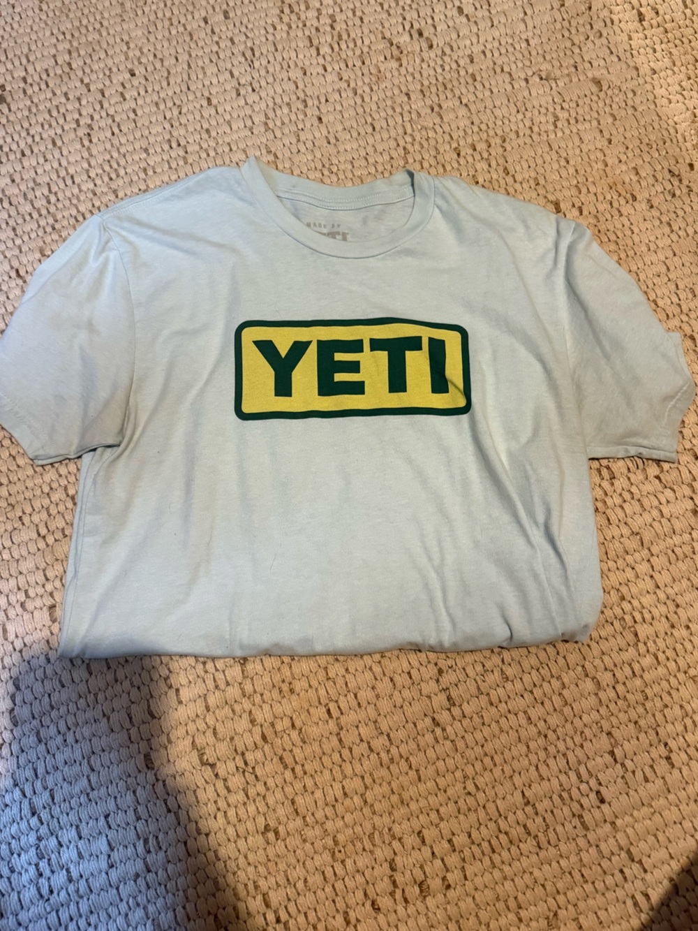 Yeti Light Blue Tee with Yellow and Green Logo